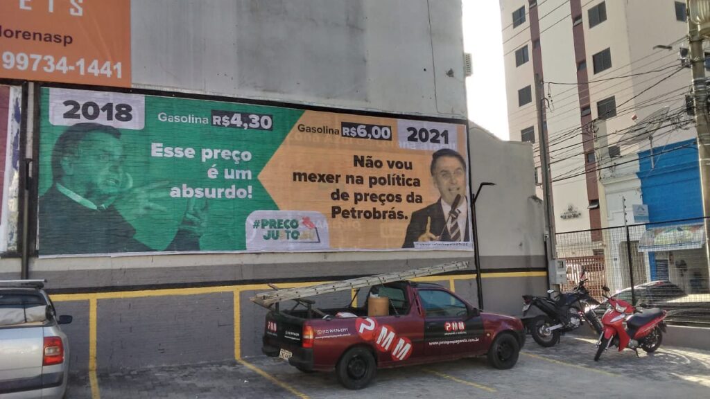 Preço Justo, Já: outdoors em cinco cidades paulistas denunciam política de preços dos combustíveis