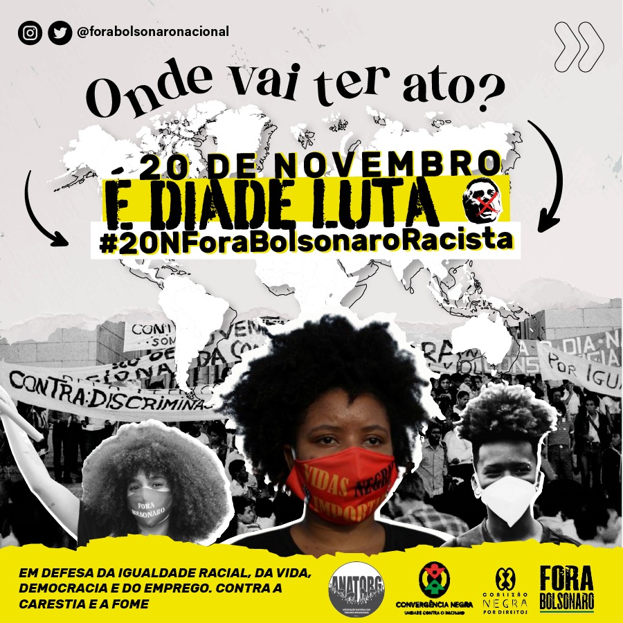 Fora Bolsonaro Racista: veja os locais dos atos no dia 20 no Brasil e no exterior